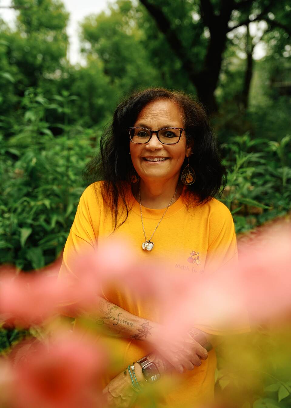 Tammy Villegas in her garden