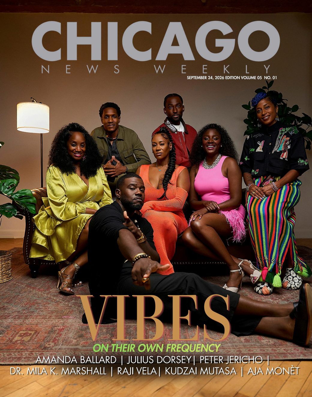 Chicago News Weekly VIBES cover, all seven subjects photographed together